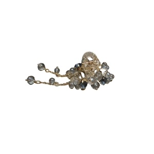 Elegant mini crystal hair claw clip with shimmering rhinestones and tassel chains
