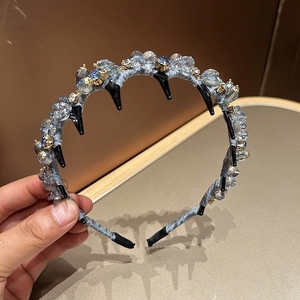 Luxury Artificial Crystal Beaded Headband With Hair Comb Teeth Handmade Fabric Wrapped Hair Hoop Elegant Women Hair Accessories