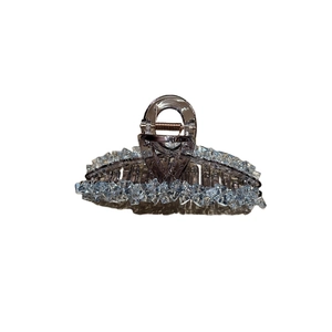 Elegant coffee-colored crystal beaded claw clip with transparent resin and metal spring