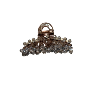 Pince à cheveux crabe en cristal étincelant pour femme avec perles facettées claires