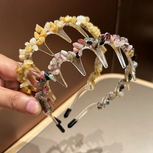 Artificial Crystal Headband For Women Non-Slip Toothed Hair Hoop Light Luxury Forest Style Elegant Hair Accessories