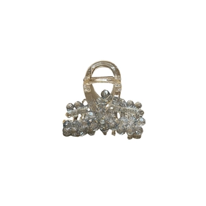 Elegant light blue rhinestone hair claw clip with crystal flower pattern for women