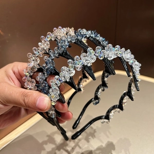 Handmade Artificial Crystal Hair Band Elegant Anti-Slip Tooth Comb Headband For Women Sweet Fashion Hair Accessories