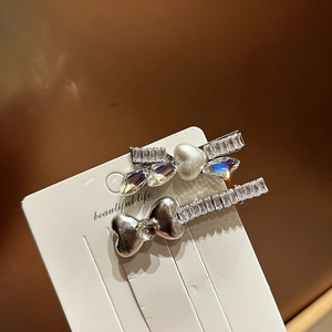 Set di Fermagli per Capelli in Lega Argento Con Strass e Künstliche Perle Sintetiche per Donna Elegante Fiocco Cuore Decorativo