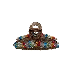 Elegant amber hair claw clip decorated with colorful sparkling crystal beads for women