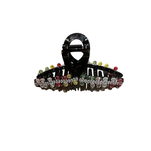 Shark hair claw clip with colorful crystal beads for elegant women's updo styling