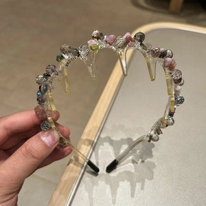 Handmade Crystal Crushed Stone Headband For Women Transparent Anti-Slip Hairband With Tooth Elegant Resin Hair Accessory Gift