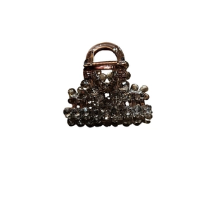 Elegant rose gold hair claw clip with sparkling crystal rhinestones for women