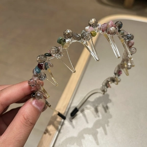 Chic luxury headband with colorful crystal beads and wavy non-slip toothed hair accessory