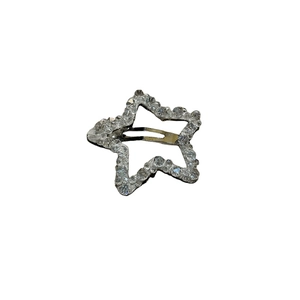 Elegant star-shaped hair clip with crystal embellishments and silver metallic base