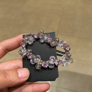 Handmade Crystal Beaded Oval Hair Clip Sweet Elegant Sparkly BB Clip For Women Girls Fairy Style Hairpin Hair Accessories