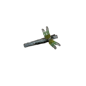 Luxurious dragonfly hair clip with green crystals on silver alloy minimalist hair pin