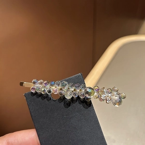 Exquisite Ice Crystal Blue Rhinestone Hair Clip For Women Luxury Alloy Side Barrette Elegant Hair Accessories Jewelry