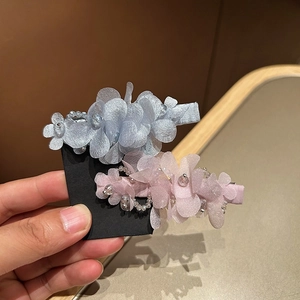 Pince à Cheveux Fleur en Organza Élégante Avec Perles de Cristal Pince à Bec de Canard Florale Pour Femmes