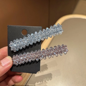 Barrette à Cheveux Perlée en Cristal Minimaliste Style Coréen Ins Pinces à Ressort en Alliage Coiffure de Fée Femme