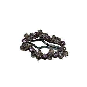 Sparkling pink and clear crystal beaded cloud-shaped BB hair clip with alloy base