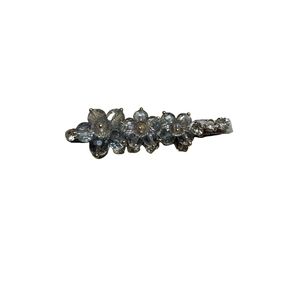 Elegant Korean blue crystal flower duckbill hair clip with alloy base for women