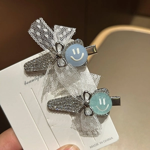 Fermaglio per Capelli Dolce Con Fiocco e Strass Con Perla a Faccina Nastro di Pizzo Becco d'Anatra per Donna Gioielli per Capelli