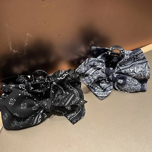 Large Bow Hair Claw Clip Paisley Print Fabric Shark Clip Korean Retro Style Hair Accessories For Women Girls For Thick Hair