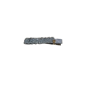 Pince à cheveux élégante en perles avec cristaux bleu argenté et fleur dorée