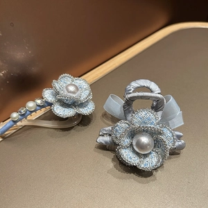 Vintage Camellia Tweed Hair Clip For Women Rhinestone Artificial Pearl Flower Hair Claw Twist Banana Clip Elegant Hair Accessories