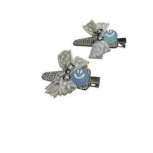 Fermagli per capelli in pizzo con perle e strass in blu e verde per donna