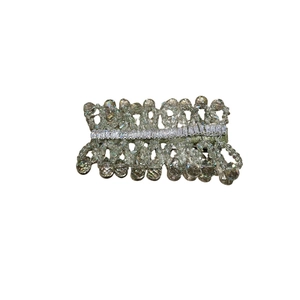 Handcrafted crystal hair clip with silver zircons and hanging teardrop crystal beads