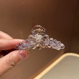 Serre-tête élégant à fleurs en cristal lavande avec perles de diamant tressées à la main