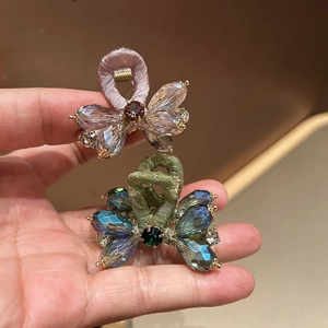 Luxury Rhinestone Flower Hair Claw Clip Elegant Satin Wrapped Alloy Hairpin Floral Butterfly Headpiece Hair Accessories