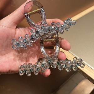 Elegant Sparkling Artificial Crystal Bead Hair Claw Clip For Women Large Size Resin Acrylic Hair Accessory For Updo Thick Hair