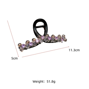 Detail of crystal hair claw clip showing dimensions 11.3cm length and 5cm height