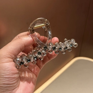 Elegant crystal shark hair claw clip with large sparkling rhinestones for women