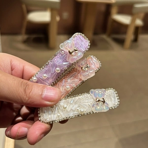 Elegante Legierung Kristall Künstliche Perle Bär Haarspange Süße Rechteckige Strass Barrette Für Damen Mädchen Täglich Party Haarschmuck