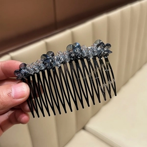 Handmade colorful crystal hair comb with elegant blue faceted beads for hair styling