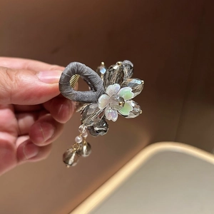 Pince à Cheveux Élégante de Style Coréen avec Fleur en Cristal Artificiel pour Femme Gland de Strass Petite Épingle à Cheveux