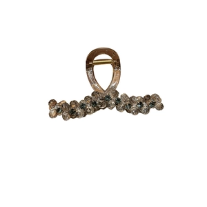 Elegant amber shark hair claw clip with sparkling multi-colored crystal beads decor