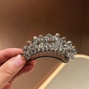 Korean Style Artificial Crystal Beaded Banana Hair Clip Curved Ponytail Buckle Radiant Beaded Hair Accessory For Women