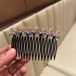 Fashionable crystal hair side comb with colorful rhinestones for styling short hair