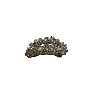 Sparkling crystal beaded banana clip hair accessory with silver curved metal base for women