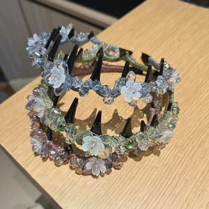 Handmade Lily Of The Valley Artificial Crystal Headband For Women Elegant Flower Anti Slip Teeth Hairband Accessories