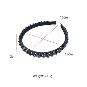 Spécification détaillée de taille pour serre-tête bleu foncé perlé à la main