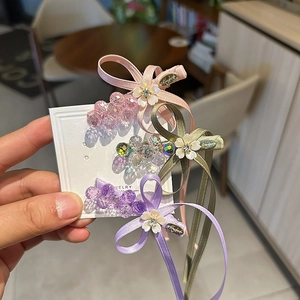 Pince à Cheveux Nœud Doux Avec Perles de Cristal Artificiel et Ruban de Satin Pince Bec de Canard Fait Main Accessoire Cheveux Femme