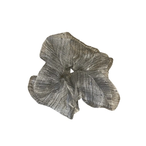 Sparkling silver grey seersucker scrunchie with metallic glitter and pleated texture