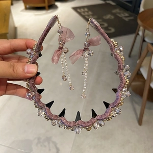 Serre-tête de Luxe en Cristal Strass pour Femmes avec Nœud et Gland Style Coréen Accessoires Cheveux Doux Mariage Fête