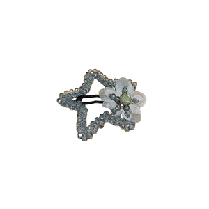 Barrette élégante en cristal bleu en forme d'étoile avec fleur à paillettes