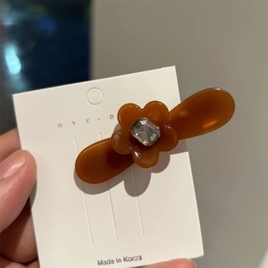 Barrette à cheveux élégante en acétate ambré avec fleur en strass pour femmes et filles