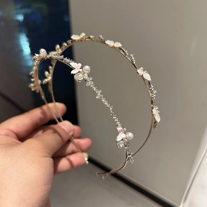 Serre-tête Élégant en Alliage Doré avec Künstliche Perles Strass Fleurs Papillon Style Mori Bandeau Doux pour Femmes Mariage Fête