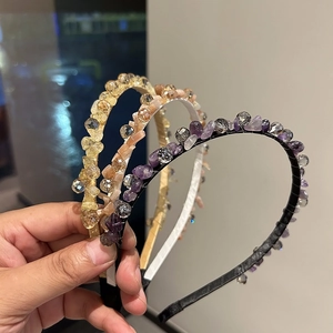 Handmade Artificial Crystal Beaded Headband For Women Elegant Crushed Stones Hair Hoop Bohemian Hair Accessories