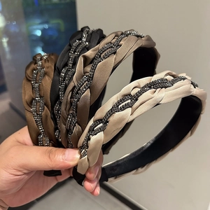 Eleganter Satin Geflochtener Haarreif Mit Strass Für Damen Mode Gedrehter Haarreifen Vintage Haarschmuck