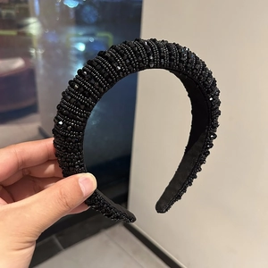 Handgefertigt Perlen Gepolstert Haarreif Damen Retro Breit Künstlicher Kristall Hochkrone Schwamm Haarband Mode Accessoires